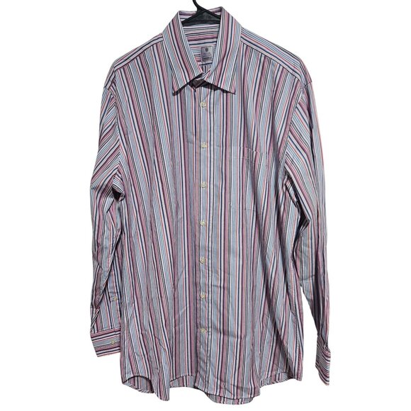 Peter Millar Tailored Fit Button Front Shirt Mens Size Large Striped Long Sleeve - Picture 1 of 5